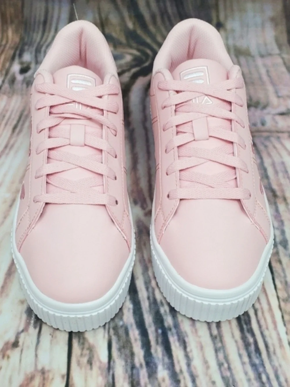 Fila Women's Panache 19 pink sneakers featuring an embroidered rose